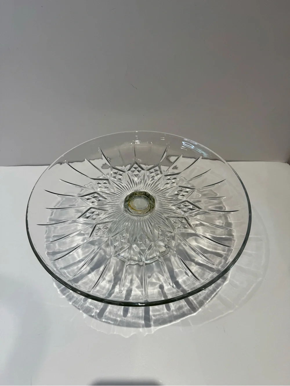 Vintage Etched Crystal Glass Footed Pedestal Dish / Compote Bowl